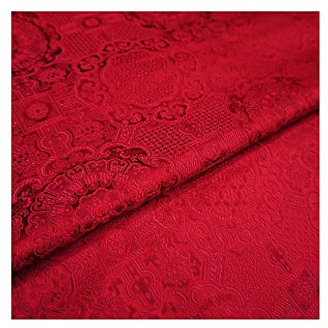ANWUYANG Tissu Damassé Rouge avec Motif Floral Abstrait, Doublure Composite De Style Chinois Tissu Damassé for Accents À La Maison