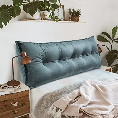Johnear Rückenkissen für Sofa Rückenlehne Bett Lesekissen, Samt Bücherkissen Großes Lendenkissen Kopfteil Bett Kopfkissen Wandkissen Beinkissen (Grau,160x8x50cm)