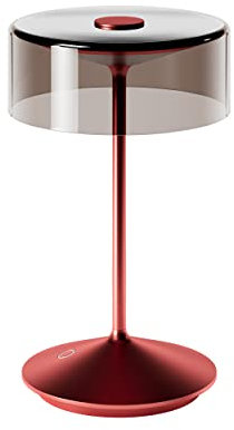 SIGOR Numotion - Dimmbare LED Akku-Tischleuchte Indoor & Outdoor, IP54 spritzwassergeschützt, Höhe 26,5 cm, aufladbar mit Easy Connect, 12 h Leuchtdauer, kirschrot