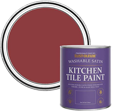 Rust-Oleum Peinture Rouge Résistante à l'eau pour Faïence de Cuisine, Finition Satinée - Bordeaux 750ml