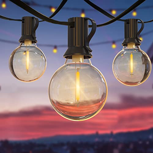 HCYW Festoon Lights Outdoor, 15m/50ft Waterproof Outdoor Lights Mains Powered, Shatterproof 25+2 G40 for Patio, Gazebo, Pergola