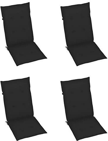 Tidyard 4 STK. Gartenstuhl Auflage, Polster für Stühle & Sessel, Kissen Sitzkissen Stuhlkissen Polster Stuhlauflage Sitzauflagen Sitzpolster Schwarz 120x50x3 cm