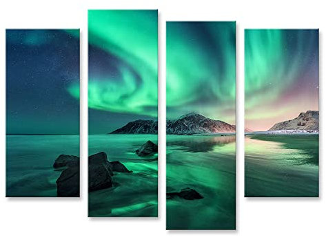 islandburner Aurora Nordlichter Lofoten Inseln Norwegen Himmel Polarlichter Leinwand Bild Wandbilder Bilder