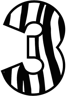Personalised Wheelie Bin Stickers Custom House Number -Black Zebra Stripes Font (Number 3 - Small)