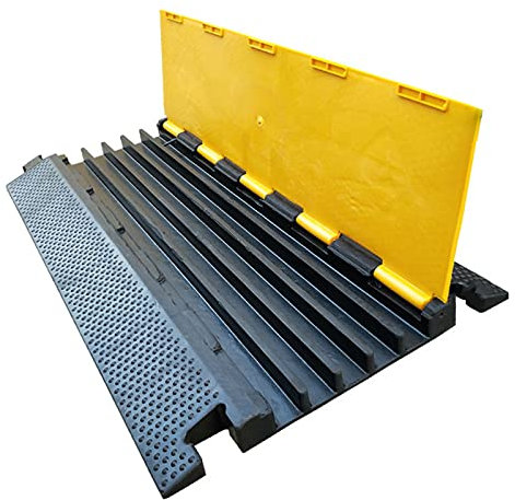 Heavy Duty Cable Protector Ramp, Rubber Cable Ramp Protector Channel Cable Protectors, Wire Cord Cover Ramp SpeeBump Driveway Hose Cable Ramp Protective Cover, for Indoor Outdoor
