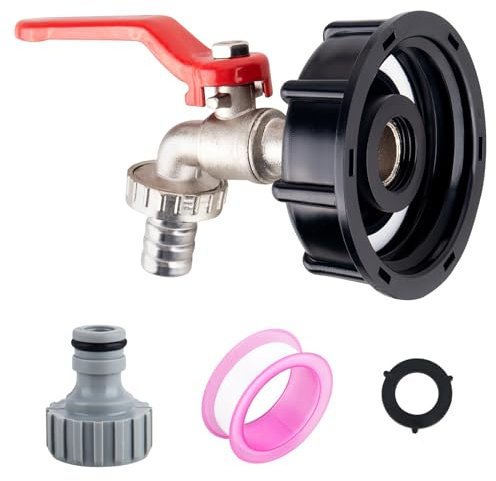 rubinetto per cisterna 1000 litri - Raccordi per serbatoio IBC in ottone a tenuta stagna da 1/2 Adattatore valvola per serbatoio IBC per serbatoio dell'acqua S60X6, connettore filettato da giardino