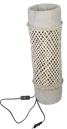 Lampe Artesania. Paulownia-Holz. grau gekalkt. Weide. jedes Stück ein Unikat Maße: Ø 18 x 60 cm. Zuleitung 120 cm inkl. An-/Aus-Schalter. max. 40 Watt/E27. nur für den Innenbereich geeignet