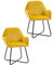 HOMCOM Modern Accent Chair, Velvet-Touch Fabric Upholstered Armchair with Metal Base for Living Room, Bedroom and Dinning Room, Set of 2, Yellow