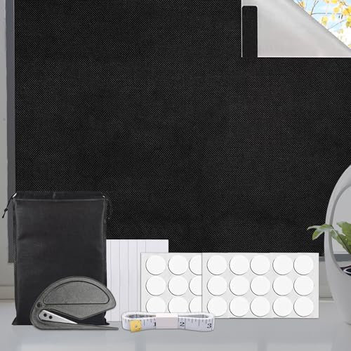 HONMOK 200x150cm 100% Blackout Blind Stick on Blackout Blinds for Windows Portable Temporary Cut to Size Black out Blinds No Drill Blinds with Velcro for Bedroom Nursery Loft Travel RV Car