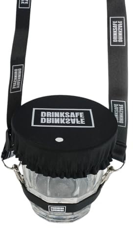 DrinkSafe I Porta bicchieri, scaldacollo bicchiere protegge vetro riutilizzabile a desiderio, anti-rovesciamento per feste e festival in sicurezza I nero