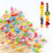 ZYNERY Lot de 200 brochettes à cocktail en forme de cœur coloré de 12 cm - Perles acryliques colorées - Pour gâteaux, fromages, rôtis, amuse-bouches, fête, carnaval, cocktail (100 cœurs + 100 perles