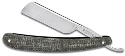 Böker SOLINGEN® Lounge Bar Razor Knife - Barbier Messer mit Micarta Griff grün - Herren Rasiermesser mit Französischem Kopf - Profi Bartmesser mit 6/8 Klinge extrahohl mit Wall - Made in Germany