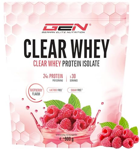 Clear Whey Isolate Protein Shake - Shake Protéiné Fruité Et Rafraîchissant - Isolat De Protéines De Lactosérum De Haute Qualité (Framboise, 900g)