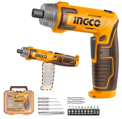 INGCO 8.0V Electric Cordless Screwdriver 6NM 220RPM, Rechargeable Power Drill Driver Set 15+1 Torque Settings with LED Work Light Packed by Plastic Box CSDLI08025