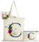 Personalisiert Initialen Tragetasche Canvas mit Innentasche, Kosmetiktasche mit Reißver, Baumwolltasche, Einkaufsbeutel Tote Bag, Geburtstag Weihnachten Geschenk für Frau Freundin Mama Brautjungfer C