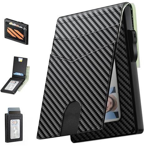 Vbrisi Portefeuille Homme, Homme Portefeuille avec Compartiment à Billets et Pochette à Monnaie, Portefeuille RFID, Portefeuille avec Fenêtre Transparente pour Carte D'identité.