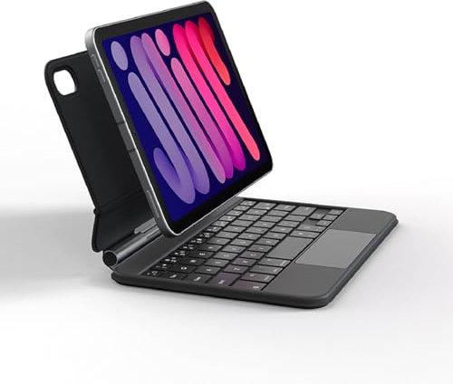 Trackpad Keyboard Case for IOS Tablet Mini 6 Gen 2021 8.3 Inch, 360° Rotatable Case with Backlit Keyboard, Protable Slim Case Multi Touch Ttrackpad for A2567 A2568 A2569 - Black