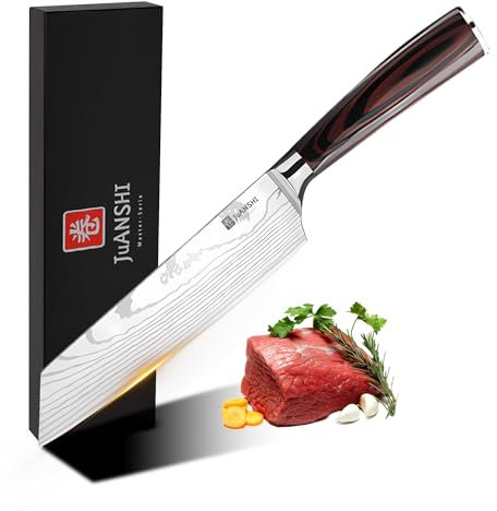 JUANSHI Couteau de chef professionnel forgé à la main, couteau à désosser, couperet à viande, cadeau de camping en plein air tranchant pour papa (20.5cm couteau kiritsuke)