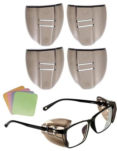 QLEUIFT 2 Paia di Protezioni Laterali per Occhiali Protezione Laterale per Occhiali per Protezione Fornitura Esterna Verde, Include 4 Panni per Occhiali