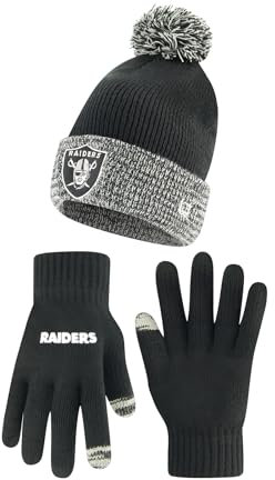 Ultra Game NFL Unisex-Erwachsene superweiche zweifarbige Wintermütze mit extra warmen Touchscreen-Handschuhen