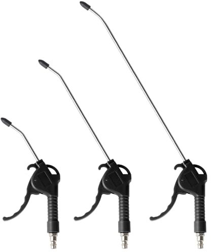 EXLECO 3 X Druckluftpistole Ausblaspistole Druckluft 95mm 295mm 490mm Blasrohr Luftdruckpistole Kompressor Luftpistole mit 1/4 Anschluss Luftblaspistole Kunststoffgehäuse max. 8 bar Schwarz