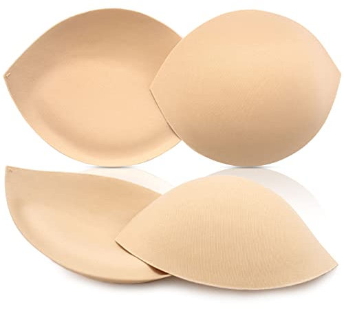 Nimiah BH Pads Inserts Breast Enhancers - 2 Paare Push up Badeanzug Pads Add 1-2 Cups Größe Fits AB Cup | Beige