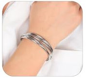 MILAKOO Silber Manschette Armband für Frauen Multi-Layer Kreuz Draht offener Armreif stapelbar Manschette für Dating