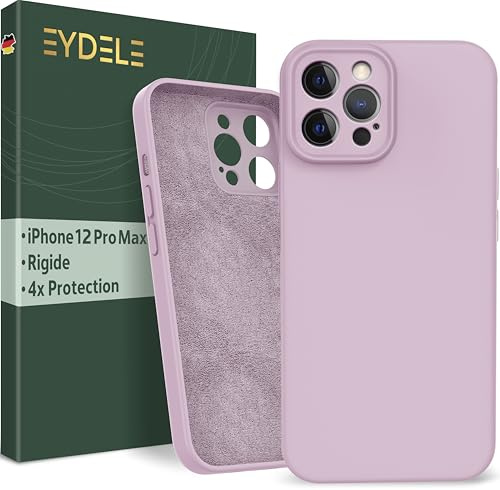EYDELE Quadrupla Protezione per iPhone 12 Pro Max - Case Rigido | Fodera in Microfibra | Custodia Silicone Anti Impronta - Cover Rosa cipria