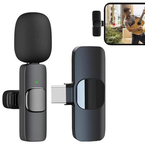 AOMiGT Microfono Wireless Type C Lavalier, Mini Mic Con Riduzione del Rumore, per Smartphone, Registrazione Video, Live Stream, Tablet