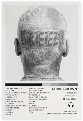 KJUFE Chris Brown Leinwandposter, Wandkunst, Dekordruck, Gemälde für Wohnzimmer, Schlafzimmer, Dekoration, 20 x 30 cm