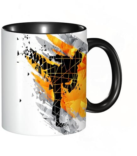 EKLMPS Becher aus Keramik, Ideal als Geschenk, Hochwertiger Aufdruck, Tasse mit Motiv, Tee Becher, Coffee Cup, 330ml,Kreative Silhouette eines Judo-Karate-Kämpfers