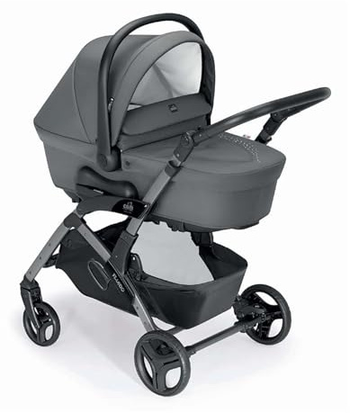 CAM Fluido Easy Kinderwagen 2in1 – stilvoller Sportwagen mit Babywanne & umkehrbarem Sitz, klappbarer Buggy, komfortabler Stroller für Baby & Neugeborene, leichter Reisebuggy bis 22 kg (Anthrazit)