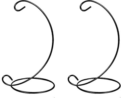 2 PCS Ornament Display Stand, 9 Iron Hanging Stand Rack Table Lantern Candle Glass Globe Air Plant Terrarium Ornament Holder Candlestick for Home offiece Party Wedding Decoration (Black, 2PCS)