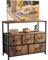 DUMOS Cajonera, Chipboard de Madera, Acero, Frontal de Tela Drawer, 5 cajones para TV, Color marrón Vintage, 100T x 30B x 81H cm (5 Schubladen)