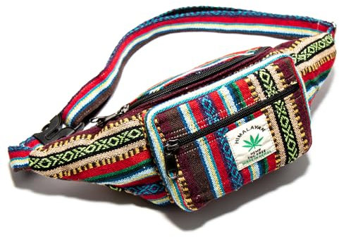 Himalayan Hemp Bauchtasche, nachhaltiges Hipbag aus Hanf, Jede Gürteltasche EIN Unikat mit Stil, handgefertigt in Nepal (Rot)