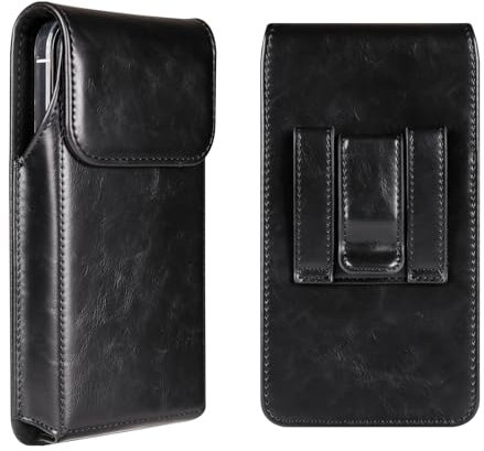 Baiyian Handy Gürteltasche Vertikal Premium PU Leder Handytasche Gürtel Kompatibel für iPhone 16 15 Pro Max Samsung Galaxy A14 A16 A05s M35 S24 Ultra Blackview Wave 8C 6C OUKITEL C51 C36 - Schwarz