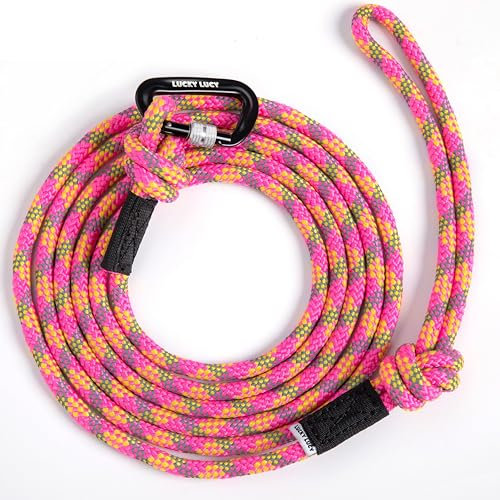 LUCKY LUCY Hundeleine 3m, für mittel & große Hunde (bis 80kg), reflektierend, mit starkem Aluminium sicherheitskarabiner, schöner Fuchsia