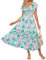 GRACE KARIN Women Summer Maxi Floral Dress Elegant Ruffle Sleeve V Neck Dress Wedding Dress Boho Dress Green Pink Flower XXL