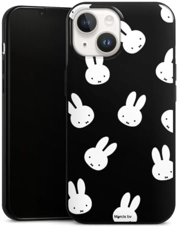 Slim Case extra dünn kompatibel mit Apple iPhone 14 Silikon Handyhülle schwarz Hülle Miffy Muster transparent