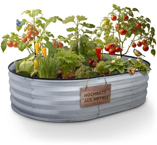 STREND PRO Hochbeet Metall 120x90x30cm (LxBxH) | Metall Hochbeete-kit für Garten Blech | Garten Beet aus verzinktem Stahl für Gemüse, Kräuter & Tomatenpflanzen | Stahl Pflanzkasten, Kräuterbeet