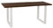 Liadomo Esstisch 120x80 Isa Nuss, Baumkantentisch, Akazie Massivholz Tisch, 26mm Tischplatte Lackiert, Robust & Pflegeleicht, Unikat, U-Gestell Metall weiß