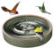 Nyutcwe Baignoire d'oiseaux pour Jardin, 8, 3 Pouces Baignoire d'oiseaux en céramique Ronde, Bol extérieur Vert 1300 ML avec Un Fond Stable sans Glissement pour Cour, Jardin