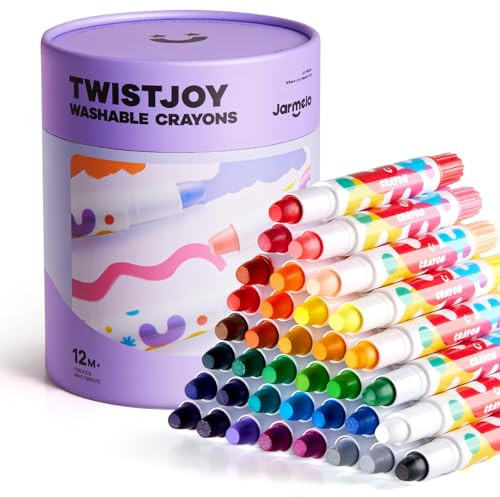 Jar Melo TwistJoy Jumbo Crayons for Kids, 36 Colors Non Toxic Chunky Crayon for Toddlers Easy to Hold, Washable & Safe Colouring Crayons, Art Gift for Boys and Girls