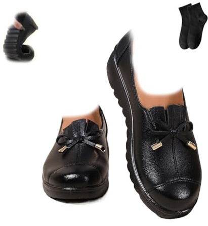 Mocasines cómodos para mujer, mocasines para mujer, cómodos zapatos de vestir de cuero con lazo, mocasines ligeros, mocasines para trabajo, conducción, zapatos planos para mamá