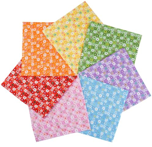 7 Stück 50x50cm Baumwollstoff Set, Stoffe zum Nähen Patchwork Stoffe Paket Stoff Meterware DIY Baumwolltuch Substance zum Basteln Quilten Puppenkleidung Dekoration (Buntes)