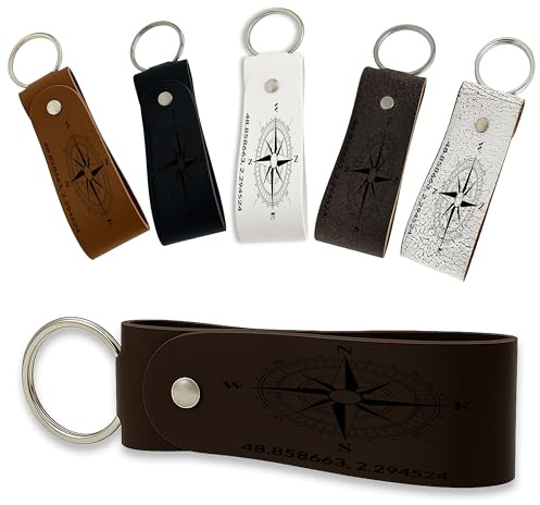 Lieblingsmensch Schlüsselanhänger aus echtem Rindsleder – personalisierbar mit Koordinaten, Kompass oder Wunschtext – handgefertigtes Liebesgeschenk für Paare, Valentinstag, Jahrestag & Weihnachten