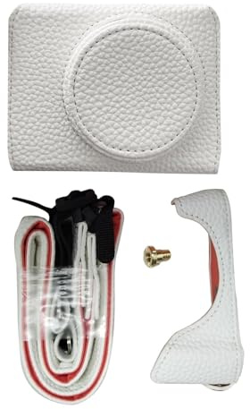 Pretfy Kamera-Schutzhülle Im Retro-Stil für G7 X Mark II/ G7 X Mark III Kamera, Hochwertige Ledertasche mit Verbessertem Halt für Reisebegeisterte (Weiß)