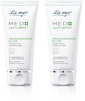 La mer Med+ Anti-Spot Regulierendes Fluid – leichtes Pflegefluid für unreine & Mischhaut – talgregulierend, porenverfeinernd & AHA-unterstützt – parfumfrei, vegan & dermatologisch getestet (2 x 50 ml)