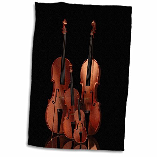 3D Rose String Instruments Violine, Bass und Cello TWL_200920_1 Handtuch, 38,1 x 55,9 cm