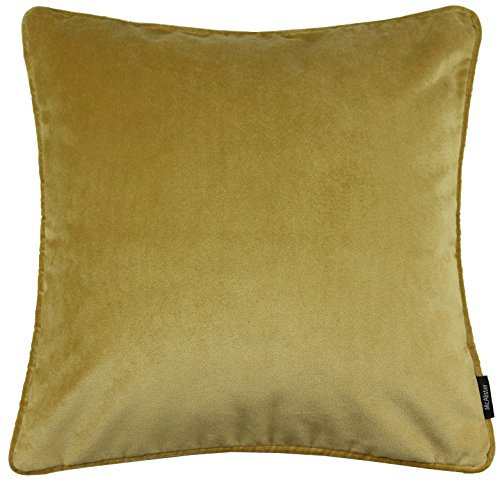 McAlister Textiles Matter Samt | Kissenbezug für Sofakissen in Ockergelb | 50 x 50cm | erhältlich in 25 Farben | griffester Samt edel paspeliert | Kissenhülle für Samtkissen